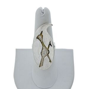 Vintage CL Sterling Silver 925 Southwestern Roadrunner Statement Ring Size 6.5